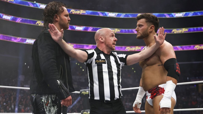 "Hangman" Adam Page and MJF face off during Revolution