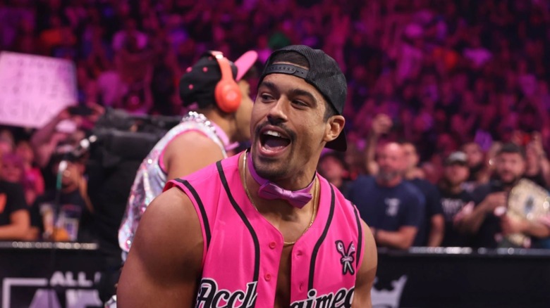 Anthony Bowens pulling off the bow tie/backwards baseball cap look
