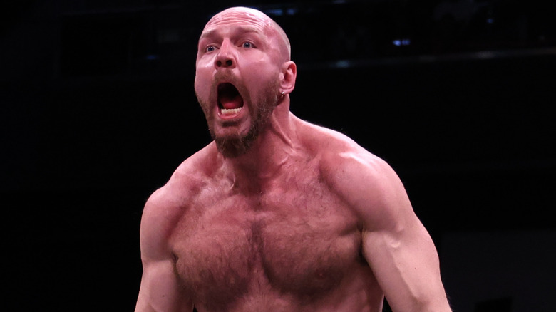 Jon Moxley yelling at Adam Page in wrestling ring