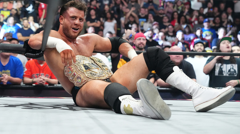 MJF lounges with his title