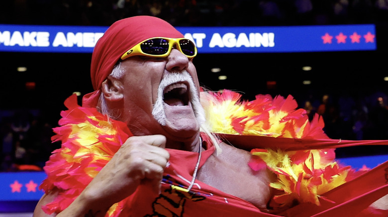 Hulk Hogan ripping his shirt during Donald Trump's Presidential Campaign at Madison Square Garden, New York City