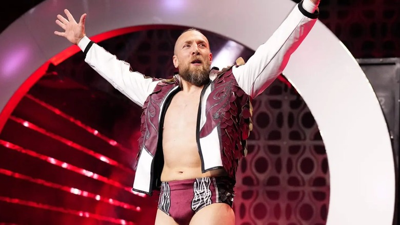 Bryan Danielson poses at the top of the ramp before his in-ring match