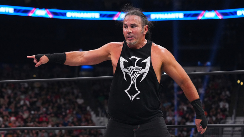 Matt Hardy doing his 'Delete' pose in AEW