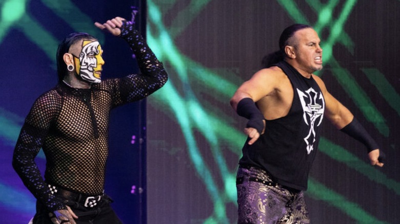 Matt and Jeff Hardy approach the ring