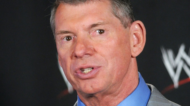 Vince McMahon at a press conference.