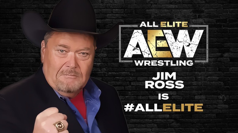 The "Jim Ross is #AllElite" graphic announcing his AEW signing