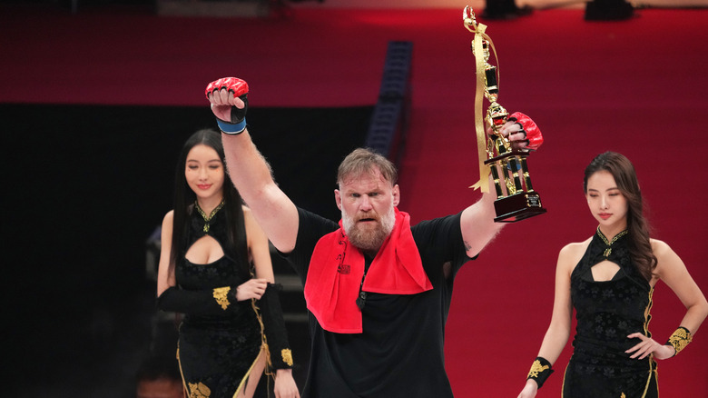 Josh Barnett celebrates