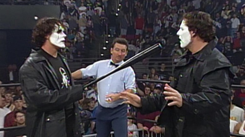 Sting wields a baseball bat in WCW