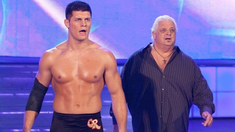 Cody and Dusty Rhodes on the stage ramp