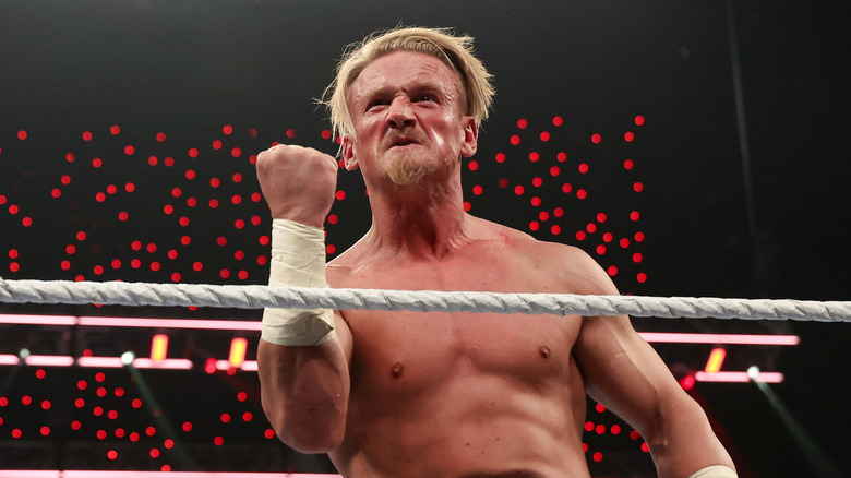 Ilja Dragunov celebrates during Monday Night RAW at Ball Arena on September 2, 2024 in Denver, Colorado.