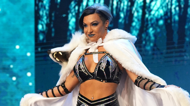 Lady Frost walking to the ring