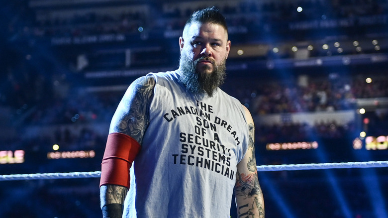 Kevin Owens makes his entrance during Royal Rumble at Lucas Oil Stadium on February 1, 2025 in Indianapolis, Indiana.