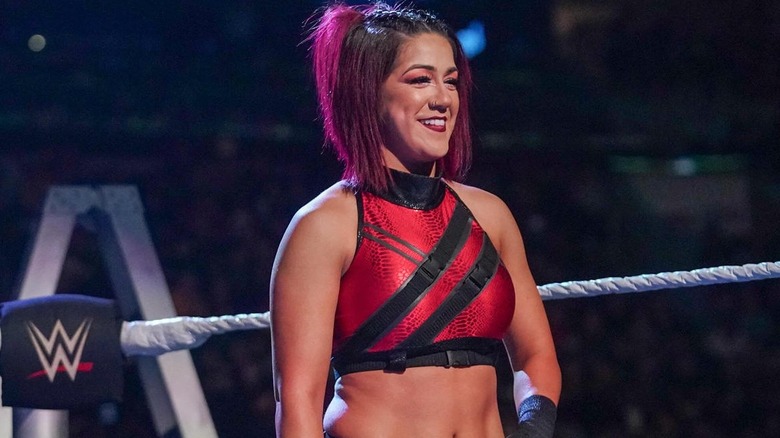 Bayley smiles in the ring 