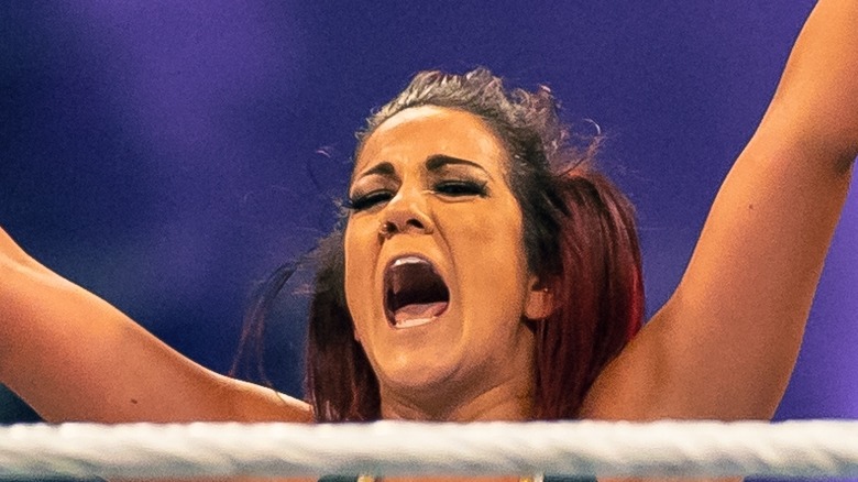 Bayley celebrating a win