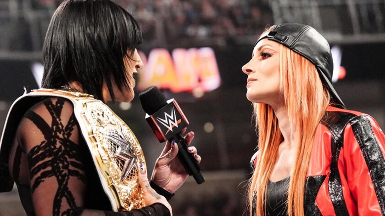 Rhea Ripley and Becky Lynch on WWE Raw