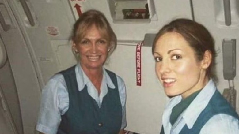 Becky Lynch and mother as a flight attendant
