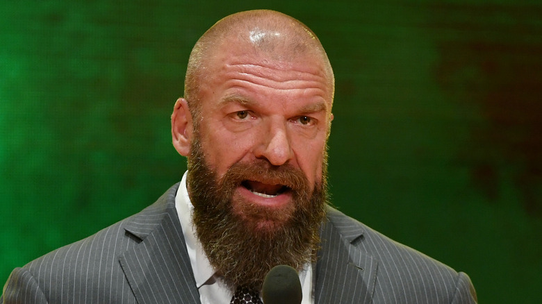 Triple H Speaks At A WWE Promotional Event 