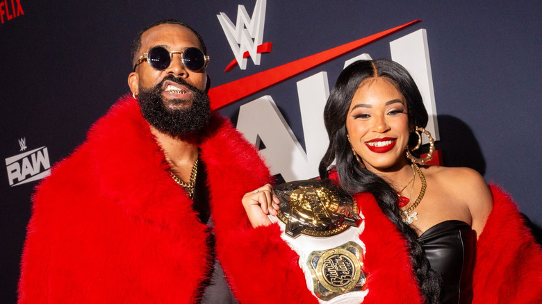 Montez Ford and Bianca Belair at WWE Raw on Netflix premiere