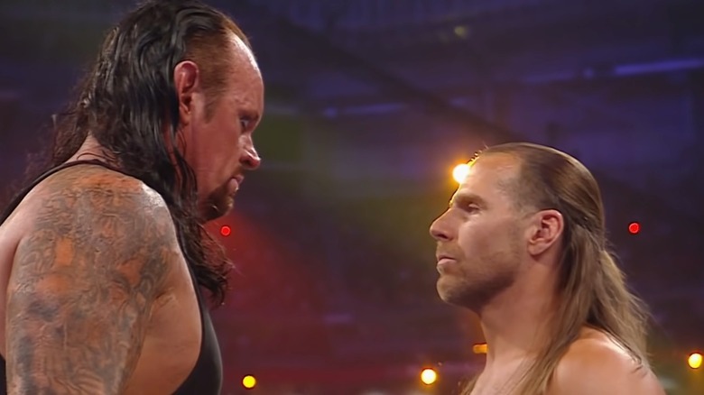 The Undertaker and Shawn Michaels staring at each other