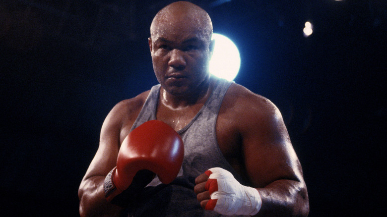 George Foreman trains in the ring for an upcoming bout