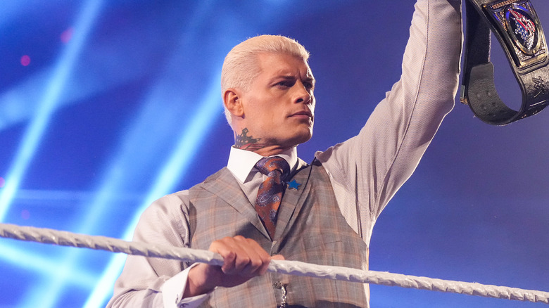Cody Rhodes posts with Universal Championship