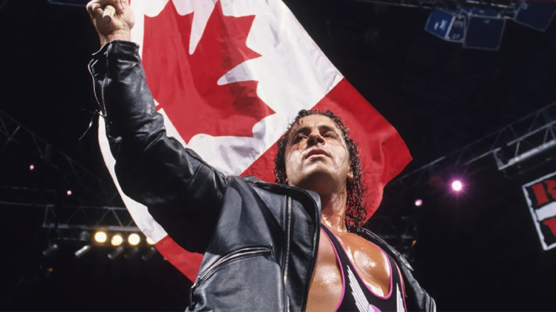 Bret Hart holding Canadian flag