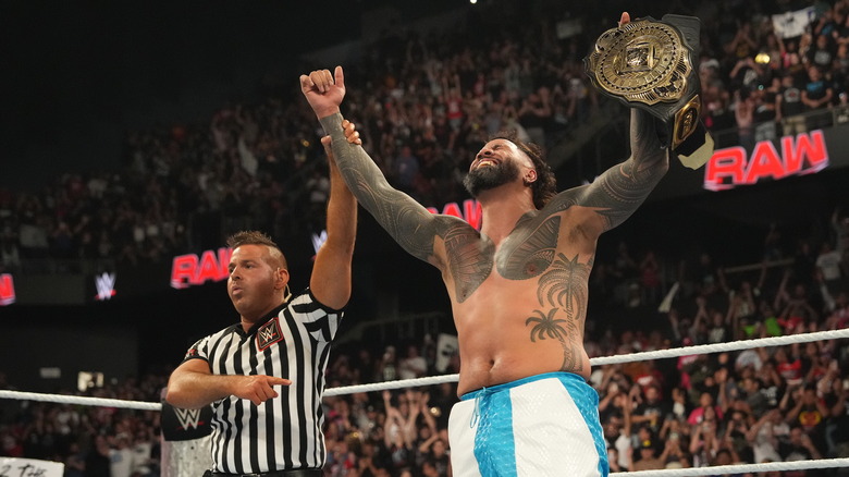 Jey Uso wins the Intercontinental Championship during Monday Night RAW at Toyota Arena on September 23, 2024 in Ontario, California.