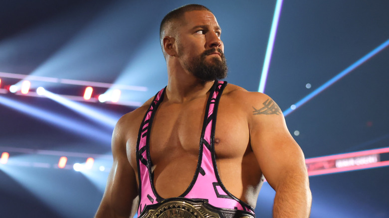 Intercontinental Champion Bron Breakker makes his entrance during Saturday Night's Main Event at Frost Bank Center on January 25, 2025 in San Antonio, Texas.