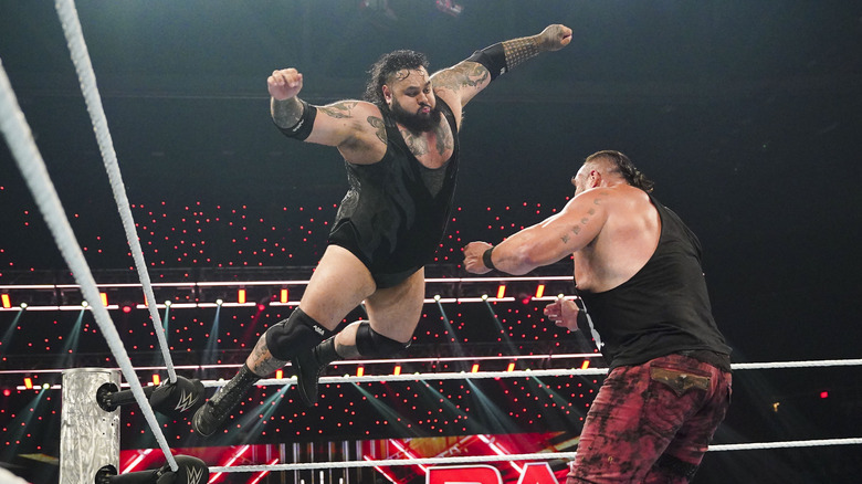 Bronson Reed in action against Braun Stroman during Monday Night RAW at Amica Mutual Pavillion on August 26, 2024 in Providence, Rhode Island.