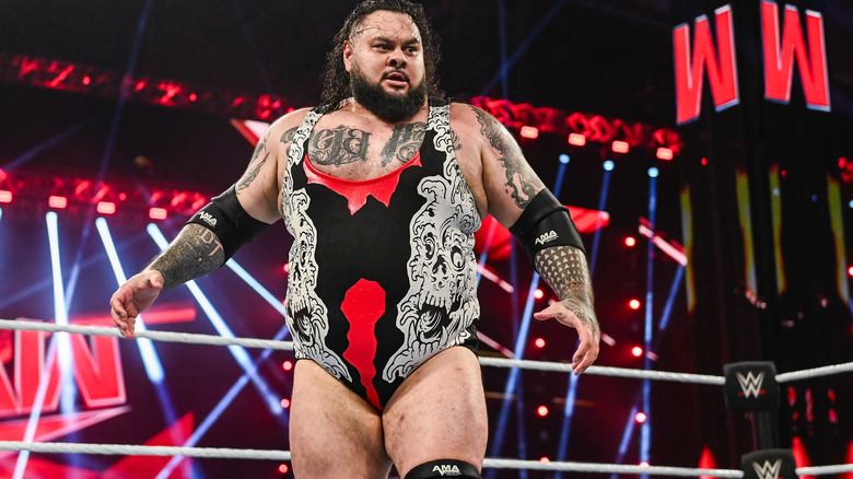 Bronson Reed looks on during Monday Night RAW at Mohammed Abdo Arena on November 4, 2024 in Riyadh, Saudi Arabia.