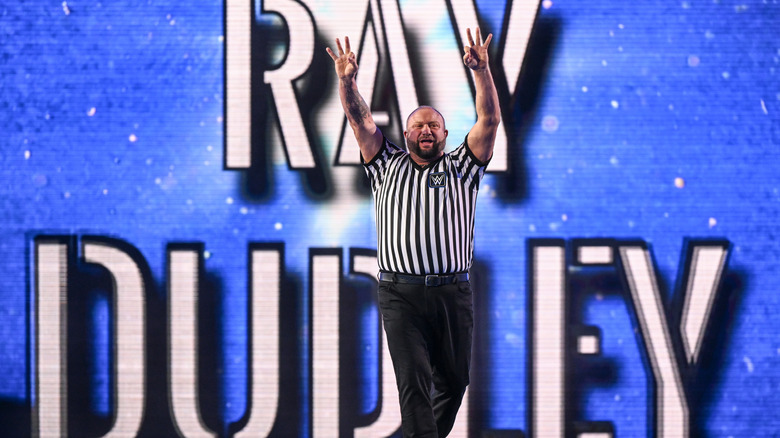 Bully Ray Dudley enters the ring as special referee for the Six-Man Philadelphia Street Fight during Night Two of WrestleMania 40 at Lincoln Financial Field on April 7, 2024 in Philadelphia, Pennsylvania.