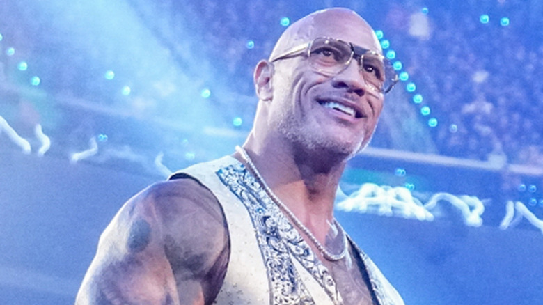 The Rock in ring after his entrance during the first "Monday Night RAW" On Netflix, January 2025