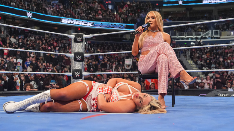 Tiffany Stratton and Charlotte Flair on Smackdown