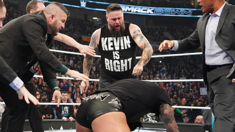 Kevin Owens attacking Randy Orton