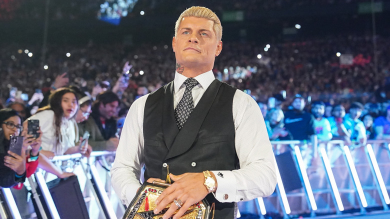 Cody Rhodes makes his entrance during WWE Elimination Chamber at Rogers Centre on March 1, 2025 in Toronto, Canada.