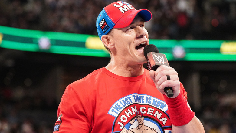 John Cena talking into a microphone