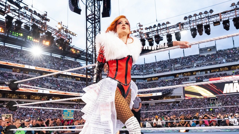 Becky Lynch on the ring apron