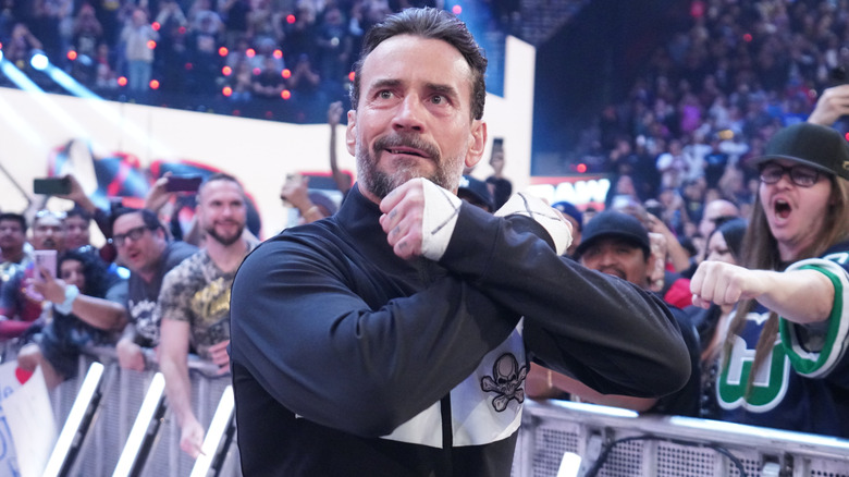 CM Punk posing while making his entrance