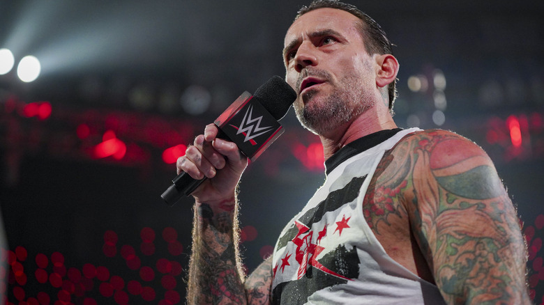 CM Punk talks to the WWE Universe during Monday Night RAW at XL Center on May 6, 2024 in Hartford, Connecticut. (
