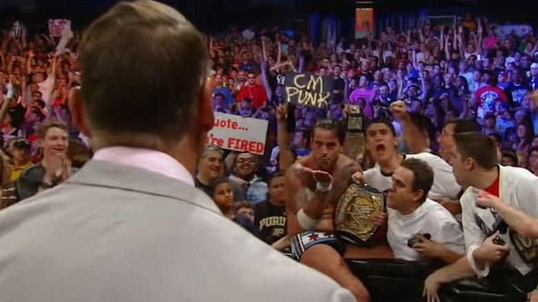 CM Punk blows a kiss to Vince McMahon
