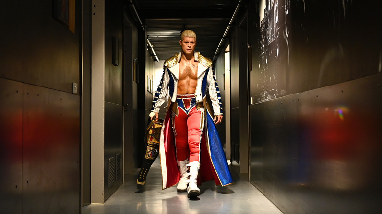 WWE Undisputed Universal Champion Cody Rhodes is seen backstage as he makes his way to the entrance position during the WWE Bash in Berlin Premium Live Event at Uber Arena on August 31, 2024 in Berlin, Germany.