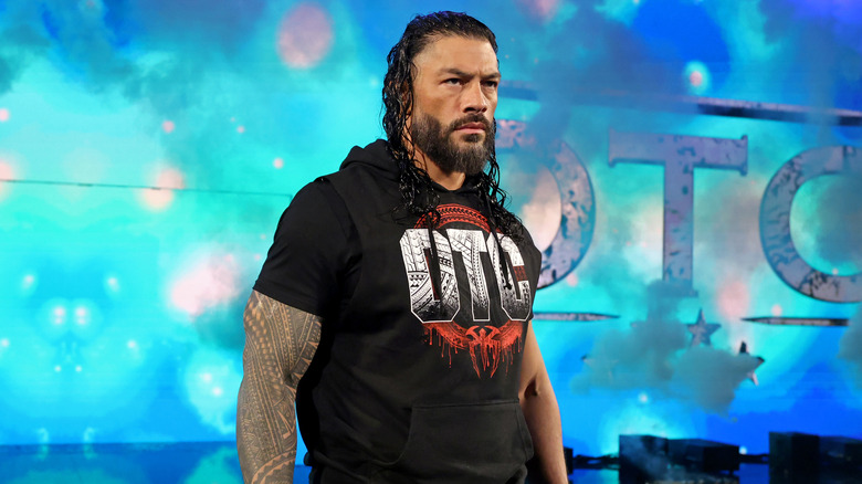 Roman Reigns makes his entrance during WWE Friday Night SmackDown on Fox at Kia Center on August 16, 2024 in Orlando, Florida