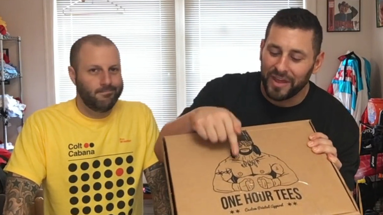 Marty Derosa and Colt Cabana doing an unboxing video