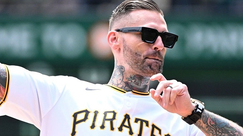 Corey Graves dons sunglasses and a Pirates jersey