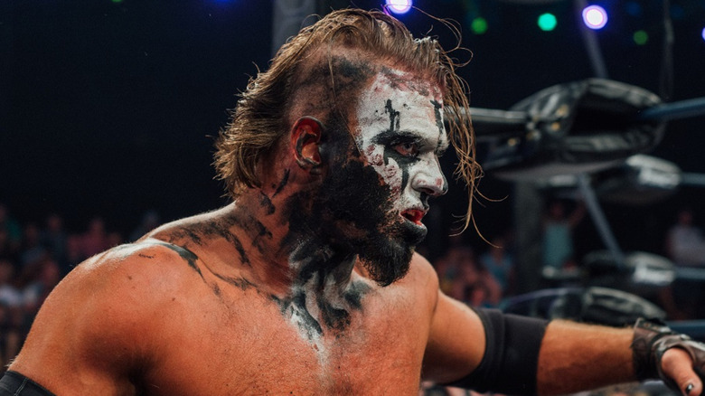 Crazzy Steve wearing black and white face paint