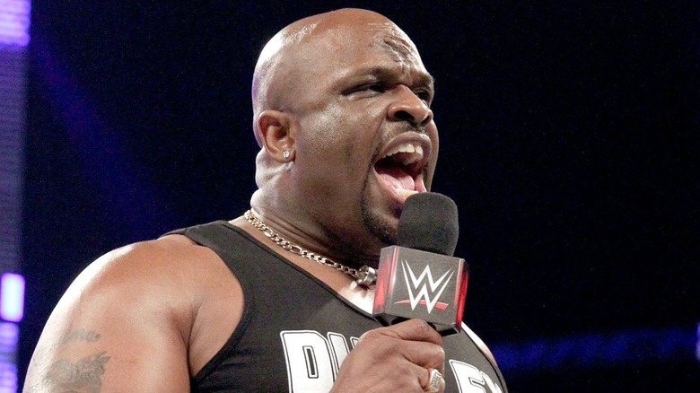 D-Von Dudley shouting into a WWE microphone