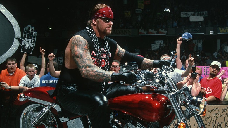 The Undertaker riding his motorbike