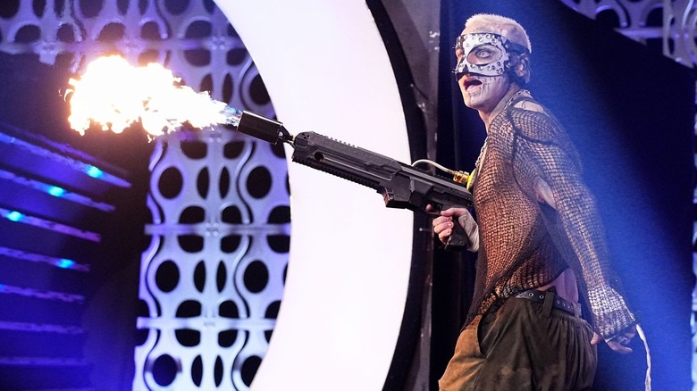 Darby Allin with a flamethrower at AEW Double or Nothing 2024