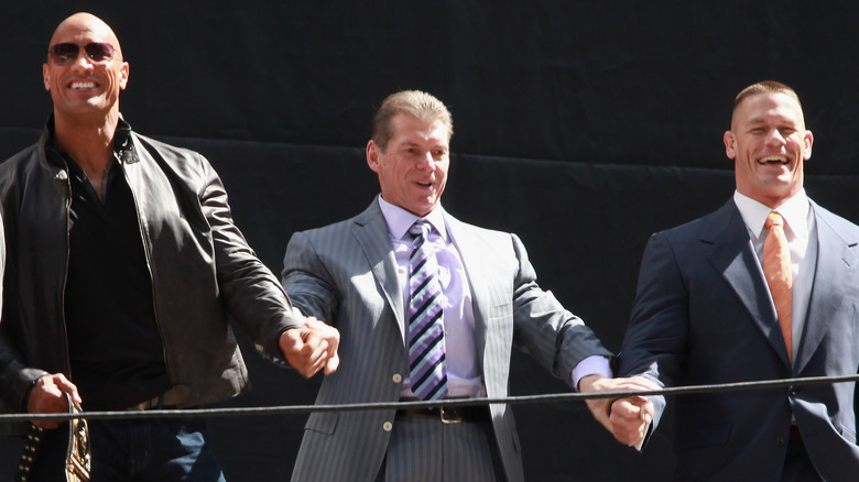 The Rock, Vince McMahon and John Cena