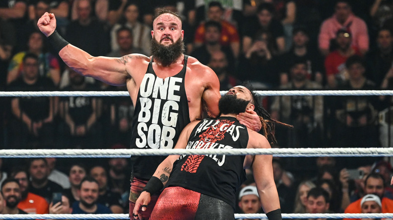 Braun Strowman begins to club Jacob Fatu